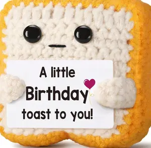 A little Birthday Toast to you - Funny Happy Birthday Gifts for Women, Men, Mom, Dad, Girls, Boys - Unique Crochet Toast Gift Card - Cute Keepsake & Desk Decor Alternative for Her, Him, Best Friend