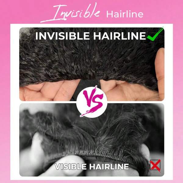 Kinky Curly Half Wig Human Hair 20 Inch 180% Density Invisible Hairline 3 In 1 Drawstring Seamless Flip Over Glueless Wigs Curly Half Wigs For Women