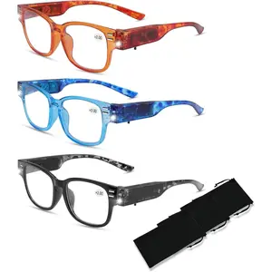 3Colors Reading Glasses with Lights and Magnifier Blue Light Blocking LED Readers Lighted Magnifying Glass2026
