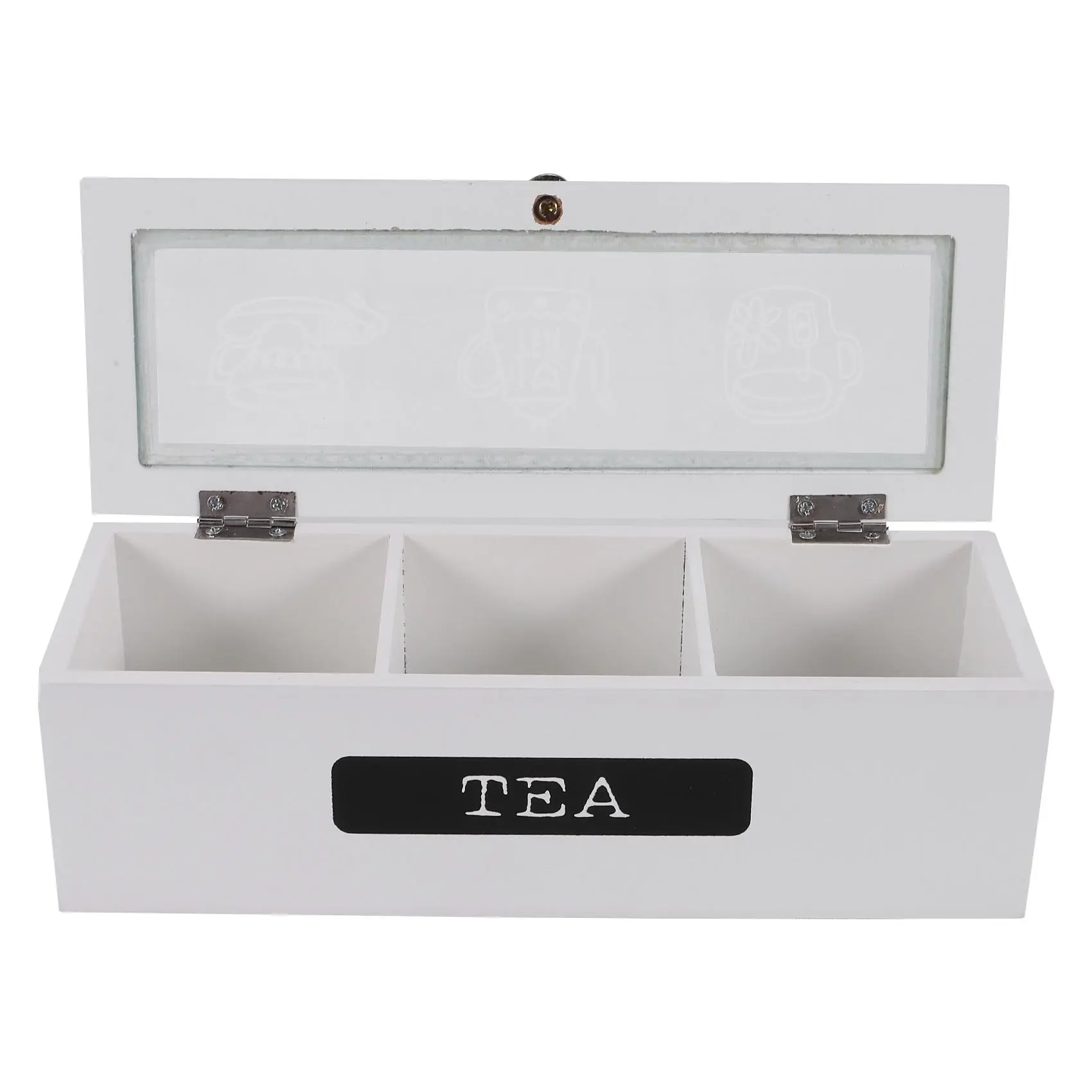 3-Compartment Bamboo Wooden Storage Box with Transparent Glass - Multi-Use for Tea Bags, Jewelry, Sugar Packets (Cycling & Outdoor Leisure Gear Organizer)