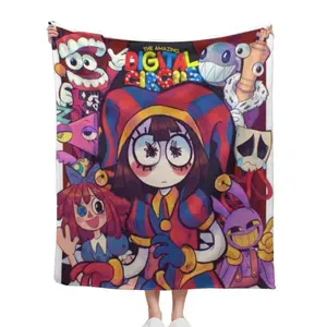 Ultimate Digital Circus Fan Gift - Mind-Bending Fantasy Themed Multiple Sizes Flannel Blanket, Super Soft For Trapped In VR Adventure Lovers,Christmas Gift,Gift For Men & Women, Vintage Blanket, Wrest Blanket
