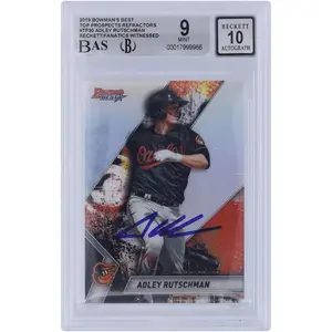 Adley Rutschman Baltimore Orioles Autographed 2019 Bowman's Best Top Prospects Refractor #TP-30 Beckett Fanatics Witnessed Authenticated 9/10 Card - Fanatics Authentic Certified