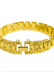 Stylish Simple Engrave Relief Design Bracelet Brass Bijoux Jewelry Hand Chain Gold Plated Color Suitable Bangle for Men Women Wear Wedding Party Gift