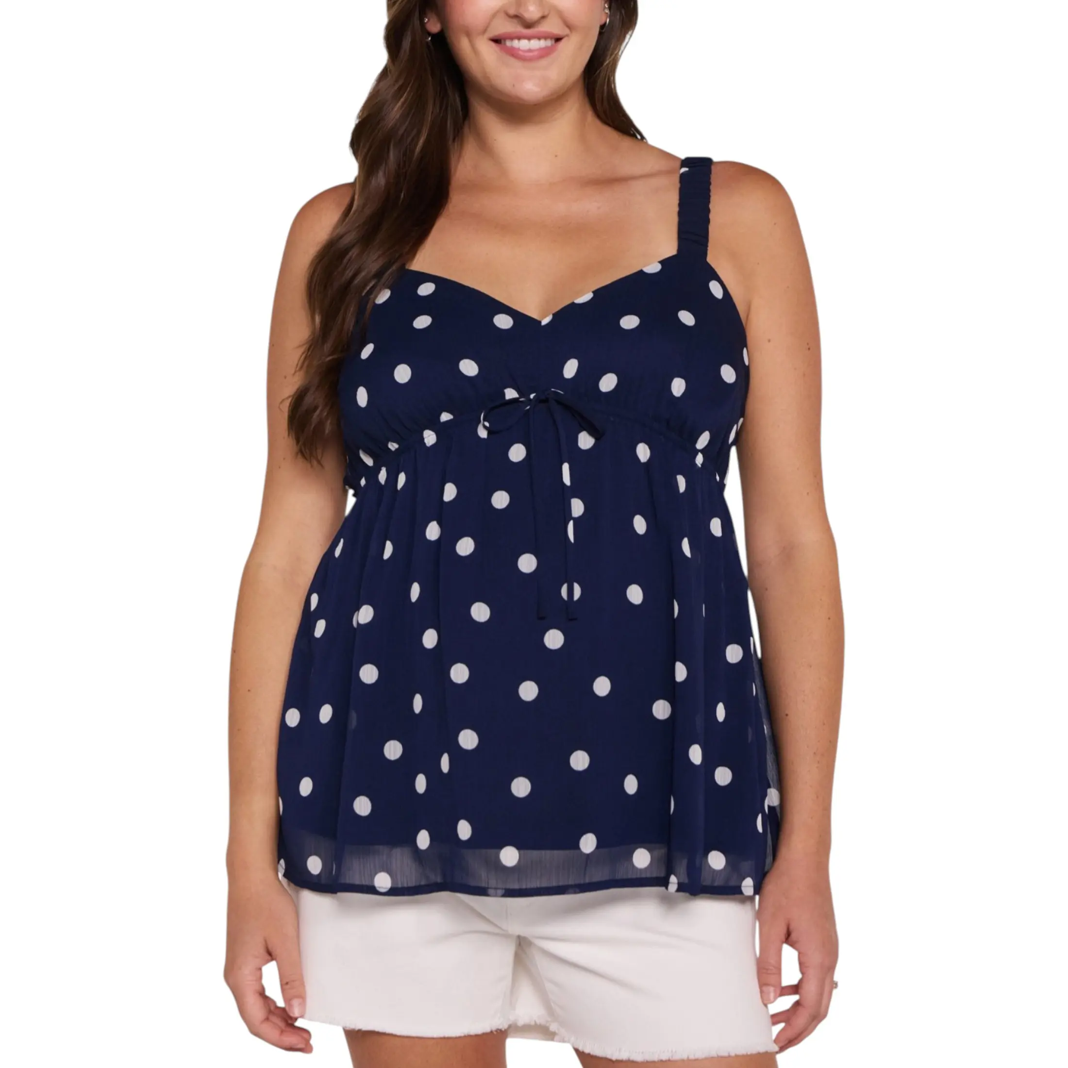 Motherhood Maternity Women's Scrunch Strap Woven Maternity Cami - Pregnancy & Postpartum Top