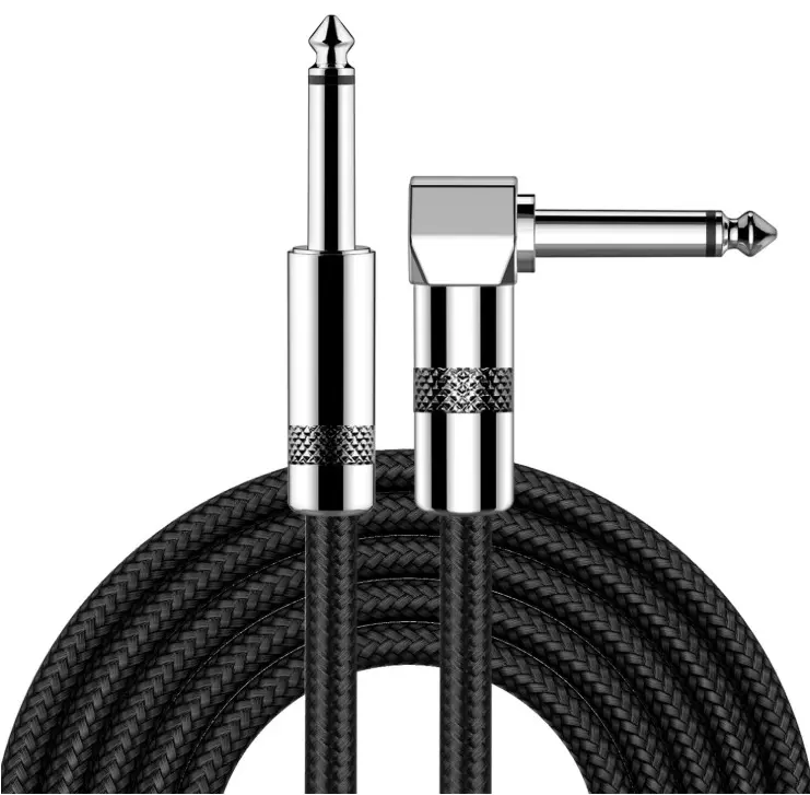 New Bee Guitar Cable 10ft Electric Instrument Bass AMP Cord for Electric Mandolin Pro Audio Right Angle to Straight Black Low Noise High Fidelity