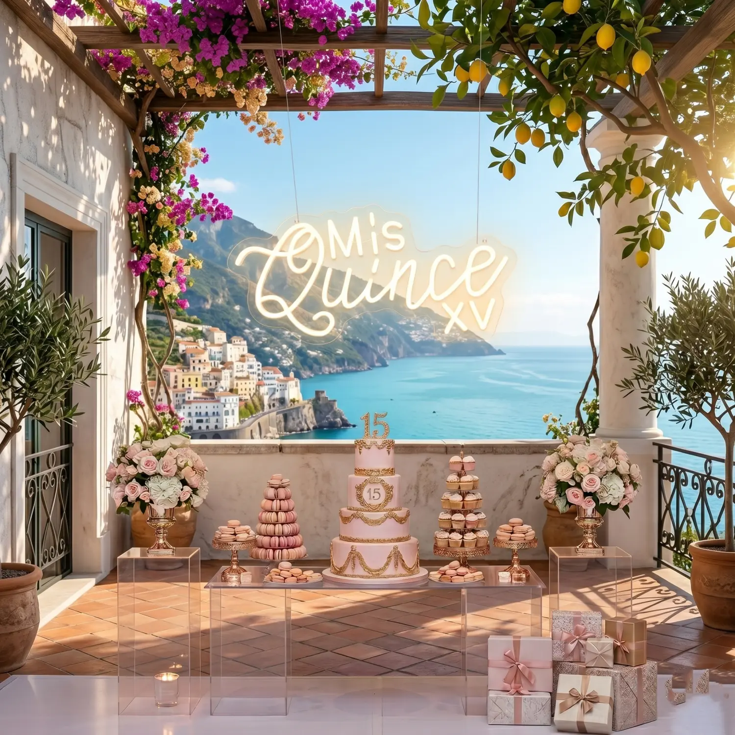 Mis Quince XV Neon Sign - High-Quality 15th Birthday Party Decorative Light, Teenager Home Decor Plaque, Princess Vibe Photo Backdrop, AC Power Supply Included
