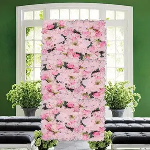 23.62" x 15.74" Artificial Flower Wall Panels Floral Backdrop, 12Pcs Artificial Flower Faux Roses Wall Background for Home Wall Decor, Party Wedding Decor Decorative Fruit Plants Ornaments Pink Decorations Supplies