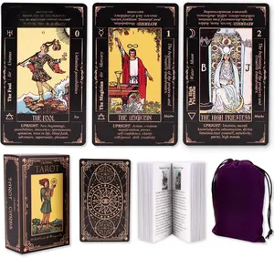 Tarot Cards for Beginners, Classic Tarot Deck with Meanings, Durable Cards with Guide Book, Black
