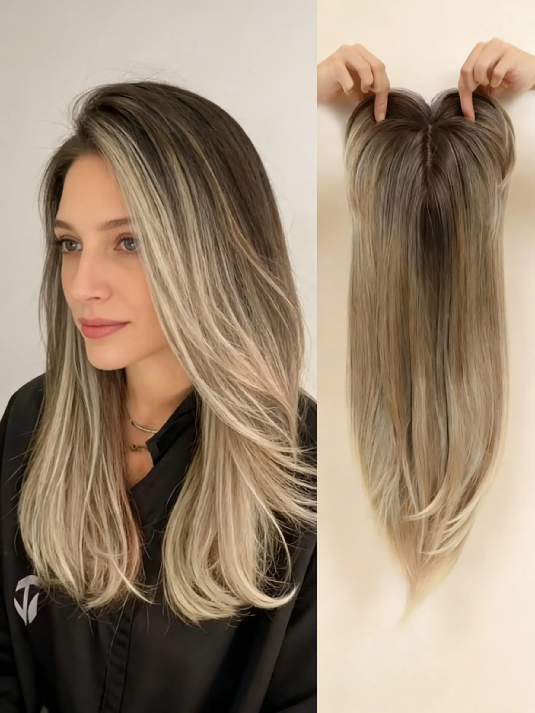 22 Inch Straight Hair Topper with Bangs – Hairline Topper, Kanekalon Synthetic Hair, Clip-In for Thinning Hair, Natural Volume & Realistic Look, Straight Hair Weave Synthetic Clip Hairpiece, Synthetic Hairpieces