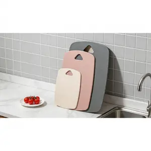 SURE 3-Piece Thick Plastic Kitchen Chopping Board Set, Non-Slip Grip Handles, Suitable for Cutting Meat & Vegetables, Dishwasher Safe, Soft Pink Finish