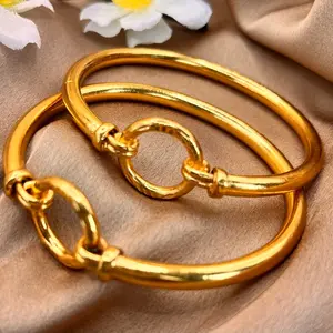 24k gold plated bangle set. PMB11. Sz 2.7