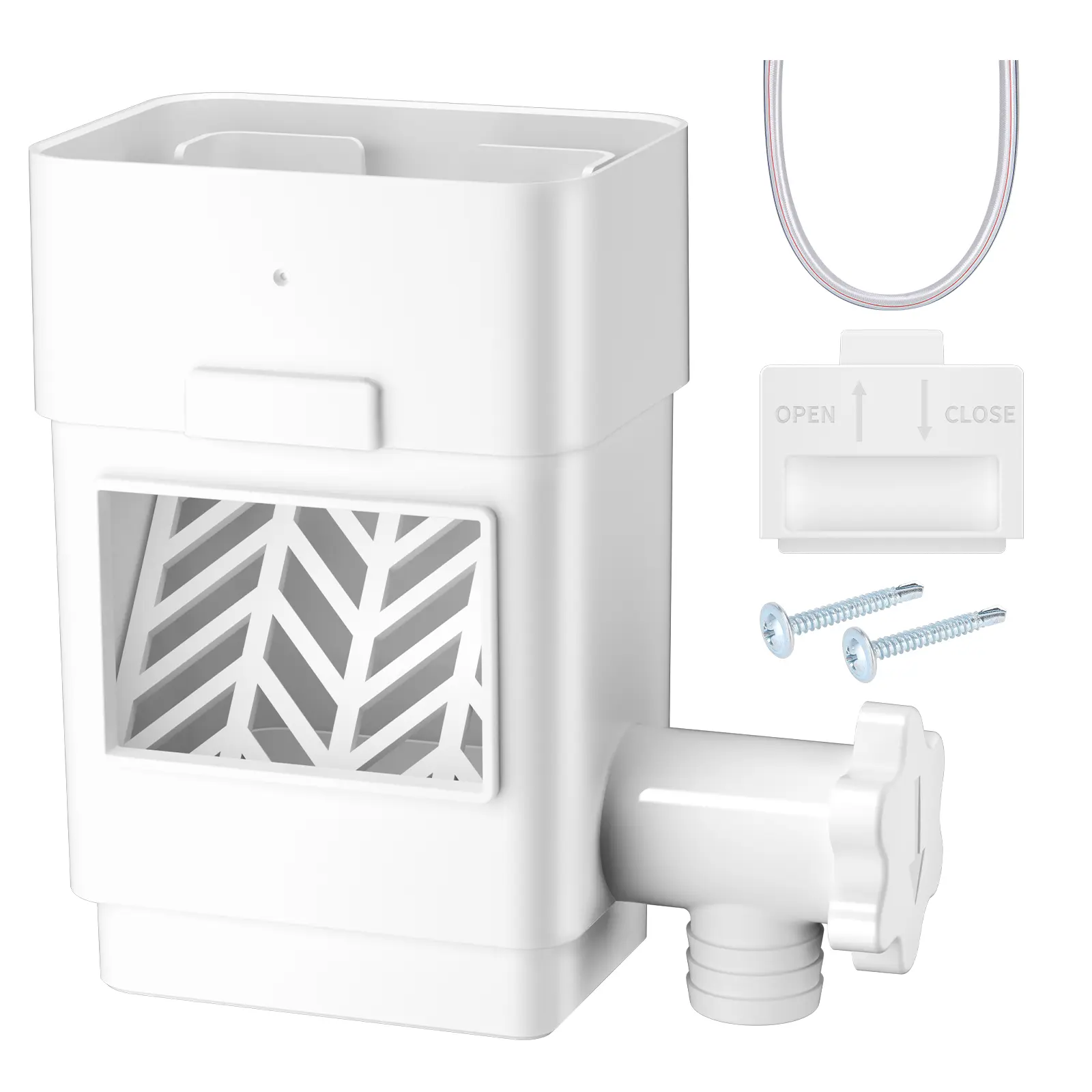 Upgraded Rain Barrel Diverter Kit, Rainwater Collection System for 2''x3'' & 3''x4'' Downspout, Gutter Diverter for Rain Barrel with Enhanced Water Capacity, Filter, Adjustable Valve