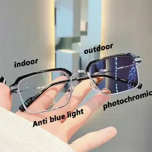 Women's Auto-Adjusting Photochromic Glasses, Blue Light Blocking, Metal Frame, PC Lenses, Lightweight, Durable, Screen Time Eyewear