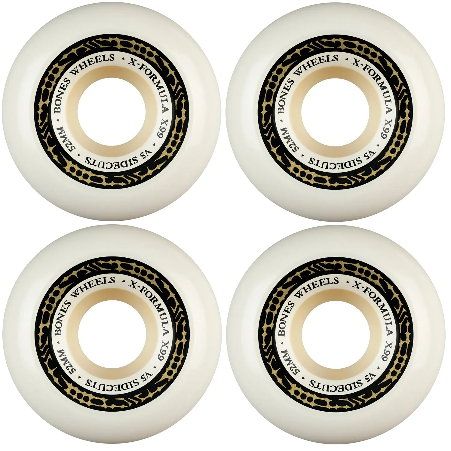 Bones Skateboard Wheels 52mm 99A X-Formula V5 Sidecuts