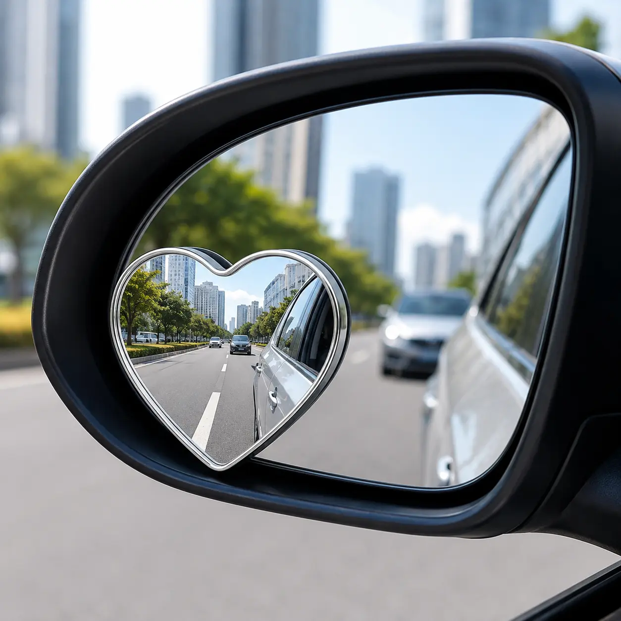 2-Pack Heart-Shaped Car Blind Spot Mirror, 360° Rotatable Wide Angle Auxiliary Rear View Mirror, Frameless Universal Stylish Car Side Mirror Accessories