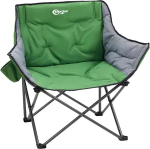 32" Oversized Camping Chair, Foldable Heavy Duty 350 lb Padded Ergonomic Seat for Big & Tall Adults, Pinch-Free Extra Wide Design Featuring Cup Holder & Carry Bag for Fishing, Lawn & Sidelines