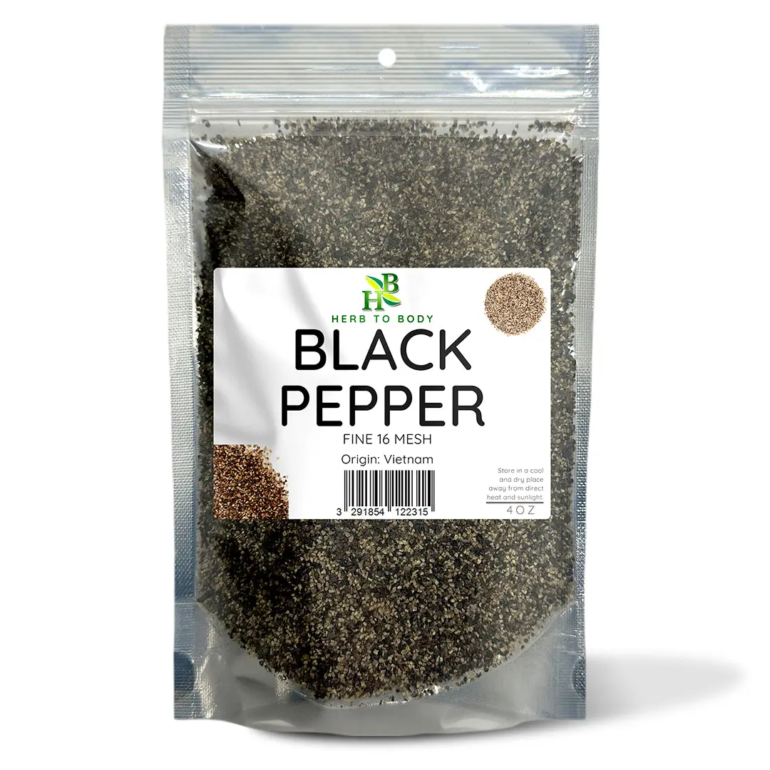 Fine Black Pepper Spice - 16 Mesh 4oz (113 G) | Cooking Baking Spice | Herb To Body