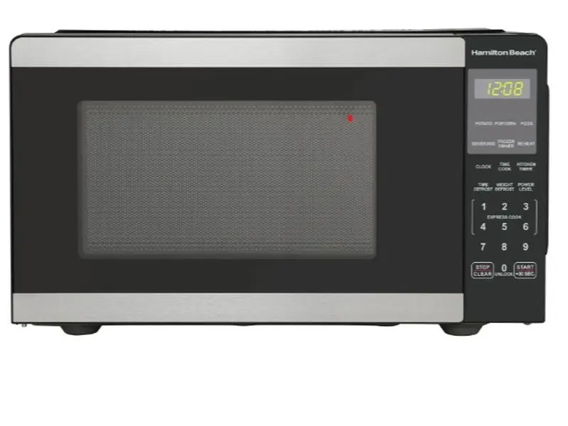 Hamilton Beach 0.9 Cu ft Countertop Microwave Oven, 900 Watts, Stainless Steel, New