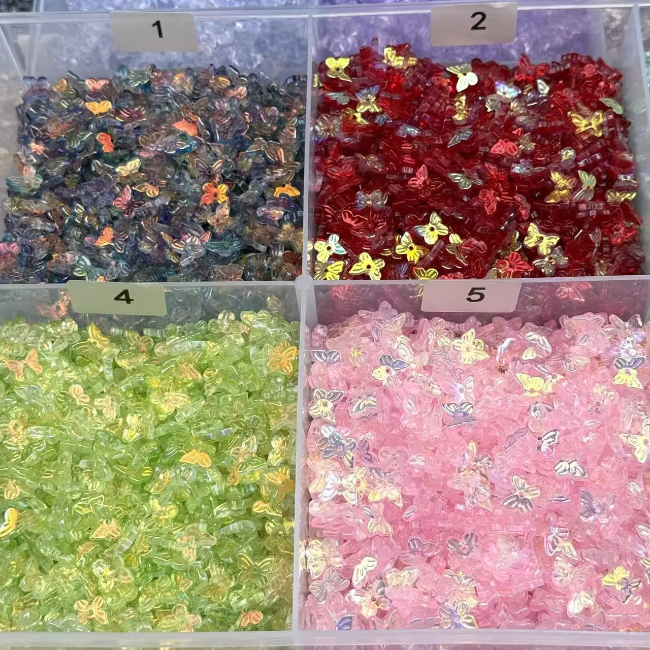 Electroplated Butterfly Glass Beads with Center Hole for jewelry, 75ml