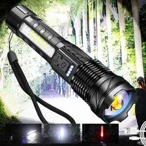 Rechargeable flashlight, dual high‑lumen sets; LED tactical flashlight; ultra‑bright 7‑mode flashlight; USB‑C charging; edge light; IPX6 waterproof for camping and emergencies white