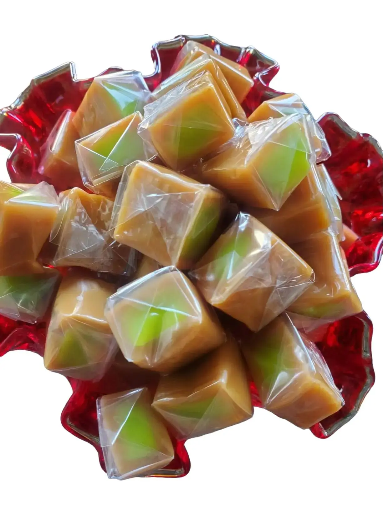 Caramel Cubes Candy | 1 Pound Bag - Approx. 75 Count | Green Apple Filling | Individually Wrapped