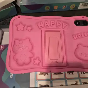 [February Faves]PRITOM Kids Tablet 10 inch Android 15 8GB RAM 32GB ROM Dual Cameras WiFi6 6000mAh Battery Protective Silicone Case Animal Flash Cards Educational Apps Toddler Gifts Stress Relief Case Pink/Blue tiktok shop official store