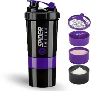 Purple portable Protein Shaker Bottle with Spring Mixer, Sealed PC Material, Ideal for Gym Training Camping, Perfect Gift for Fitness Lovers