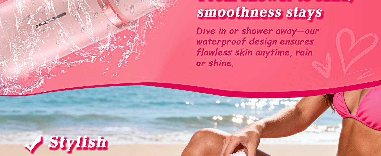 Bikini Trimmer for Women, Electric Shaver and Razor Rechargeable 2-in-1 Body and Facial Epilator, Dual Heads for Painless Trimming of Pubic Hair, Face, Underarms and Legs, Summer Gift dual-head
