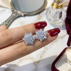 Artisanal Snowflake Stud Earrings - 2026 Trend, Moissanite/Zircon Dual Versions, Soft Needle, Regular Box, Unisex Fashion Costume Jewelry