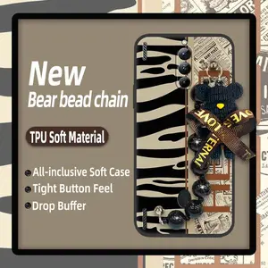 Simplicity Waterproof Phone Case For ZTE Nubia Red Magic8 Pro/8S Pro/8pro+/8S pro+ soft case Skin-friendly feel Back Cover Dirt-resistant silicone Anti-knock Bear bracelet cute