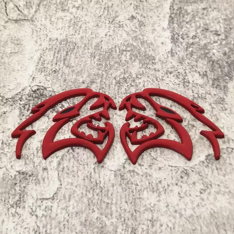 Hugexpen 2pcs Metal Car Logo for SRT Models with Red Eyes Durable Stylish Auto Emblem Alloy Material