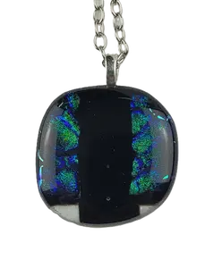 Black and Clear with Dichroic Fused Glass Necklace