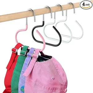 4 Pieces Hat Organizer for Baseball Caps, Baseball Hanger Holder for Closet, Ball Cap Hat Racks Storage Organizer for Caps Beanie Belt Tie Purse