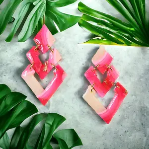 Pink Bubble Gum Geode Earrings