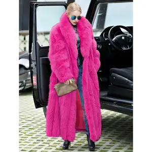 Women’s faux fur coat, soft long-sleeved mid-length coat, comfortable casual party wear, luxurious and fashionable autumn and winter garment