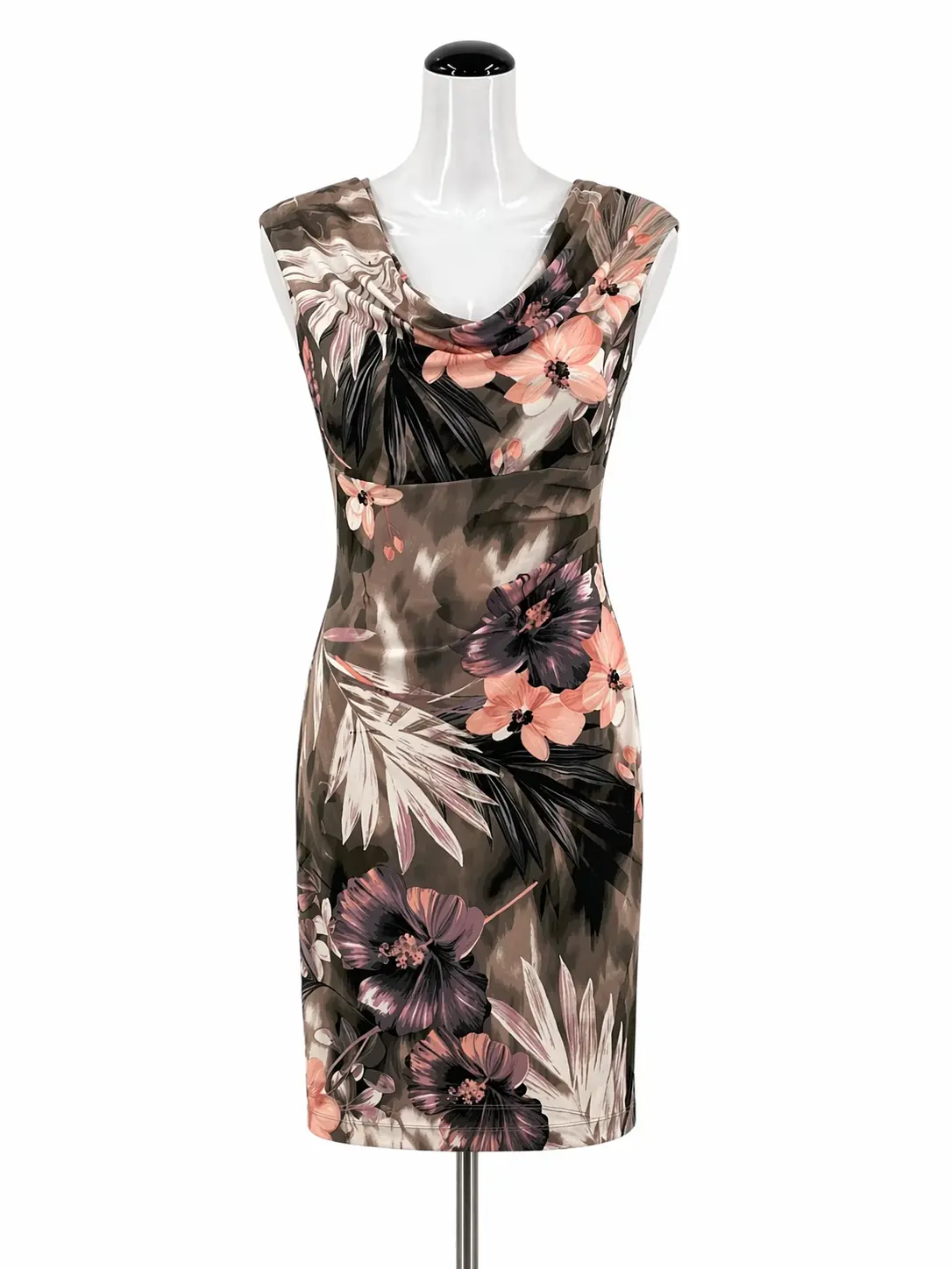Connected Apparel Petite Floral Cowl Neck Ruched Sheath Dress NWT | Size 4P