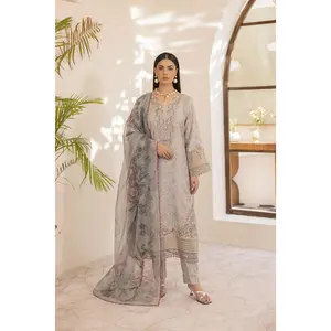 Mohagni Ready to Wear Embroidered Lawn 3pc Suit with Printed Dupatta SLM1