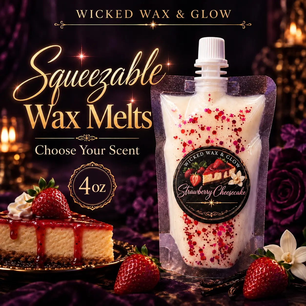 Squeezable Wax Melts 4 oz | Choose Your Scent | Soy Wax for Wax Warmers | Handmade Home Fragrance,Squeezy Wax Melts