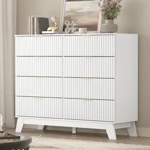 8-drawer dressing cabinet, long bedside table with drawers and storage cabinets, Bohemian solid wood dressing table TV stand, medieval modern bedside table, suitable for bedroom wardrobes White Furniture