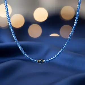 Blue Mirage Beaded Necklace-Gold LM