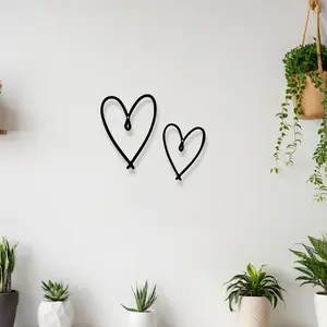 Metal Heart Wall Decor Set, Minimalist Line Art, Heart Design, Bedroom Living Room Gallery Wall Decoration, Valentine's Day Gift, Home Decor Accessory