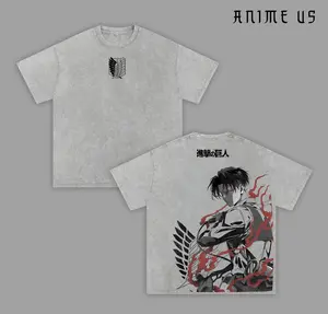 Levi Ackerman Anime Tshirt V – Retro Vintage Washed Heavyweight Cotton Tee, Attack on Titan Merch, Anime Lover Gift, Casual Streetwear, Manga Fans Clothing, Crewneck Style, Soft Tops , Anime Gift For Boys
