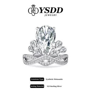 【#506 Josephine】Regal 2CT Brilliant Pear Cut Crown Engagement Ring vvs Synthetic Moissanite Rings in 925 Sterling Silver