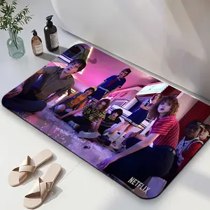 1PC,2D Stranger Things Theme Non-slip Diatomaceous Earth Bath Mat Quick-drying Absorbent Door Mat for Bathroom Kitchen Living Room Home Decor