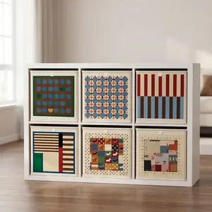 Foldable Cube Storage Bins, Decorative Fabric Storage Baskets with Art Prints, Collapsible Organizer Bins for Closet Shelves, Toys, Clothes, Books, Home Organization, Aesthetic Storage Containers for Bedroom, Living Room, Kids Room, Office, Nursery, Dorm