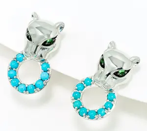 Effy Turquoise and Tsavorite Earrings, Sterling Silver