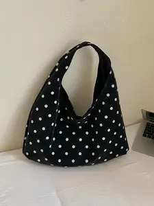 2026 New Casual Polka Dot Tote Bag for Women, Large Capacity, Versatile Lazy Style, Single Shoulder Bag, Commute Handbag