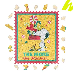 Wooden Jigsaw Puzzle Gift for Snoopy Lovers, 200 Pieces Unique Shaped, 5MM Thick, Officially Licensed Merchandise – The More The Merrier, 10.9" x 12.9"