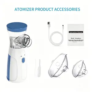 Portable Ultrasonic Rechargeable Nebulizer for breathing problems , rechargeable nebulizer for adults and children, portable nebulizer, two modes, self-cleaning function Blue