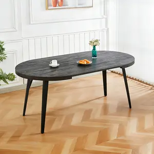 Extendable Table DINING OFFICE COFFEE TABLE Metal Leg MDF Top 100/140/180x100x75cm BLACK COLOR Stable Easy Assembly